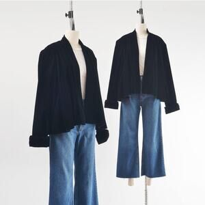 Vintage 80s Black Velvet Swing Jacket by Scott McClintock size M L